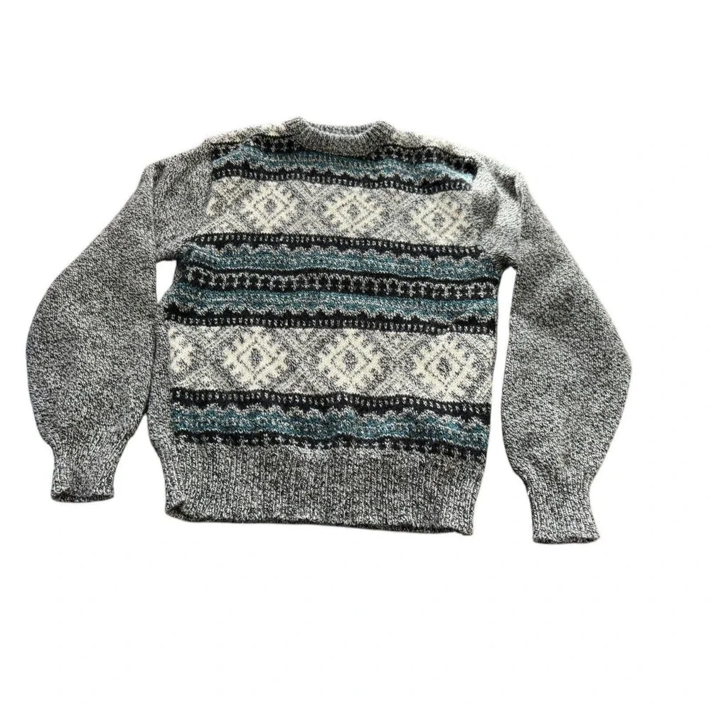 Environmental Clothing Mens Sweater Large Fair Isle‎ Wool Grandpa Academia Cabin